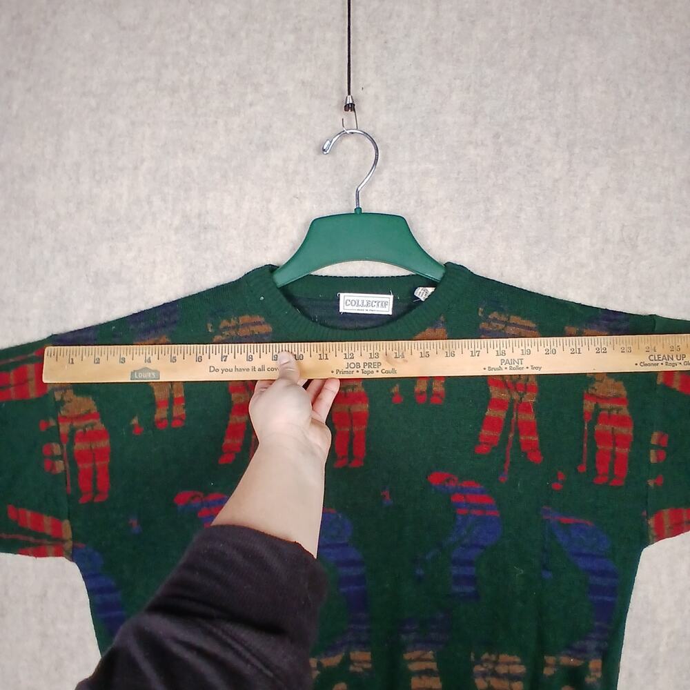 Vintage Collectif Italian Golf Wool Blend Sweater Green Medium Grandpacore Retro - Picture 8 of 10